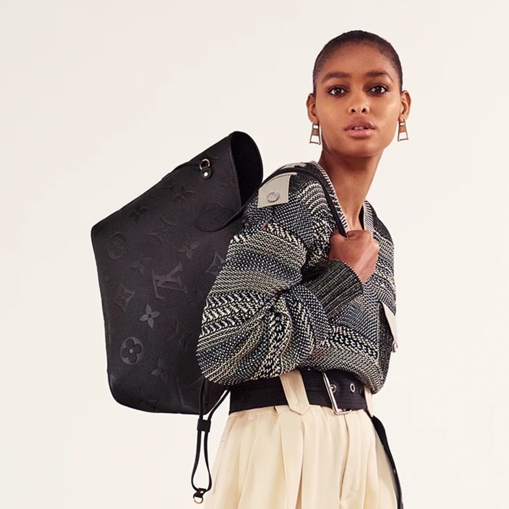 NEW Louis Vuitton NEVERFULL MM Monogram Empreinte w/ luggage tag BLACK - Picture 16 of 16